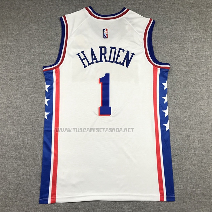Camiseta James Harden NO 1 Philadelphia 76ers Association Blanco